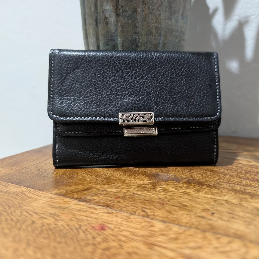 Brighton Barbados Double Flap Wallet Black‎